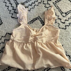 Striped Cream Sleeveless Top